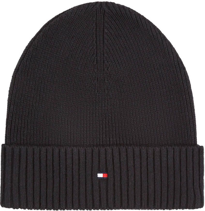 Tommy Hilfiger Gebreide muts TH FLAG PIMA COTTON BEANIE met logoborduurwerk met kasjmier aandeel Unisex