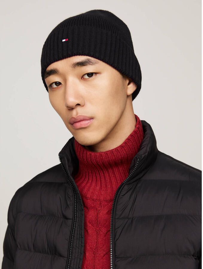 Tommy Hilfiger Gebreide muts TH FLAG PIMA COTTON BEANIE met logoborduurwerk met kasjmier aandeel Unisex - Foto 2