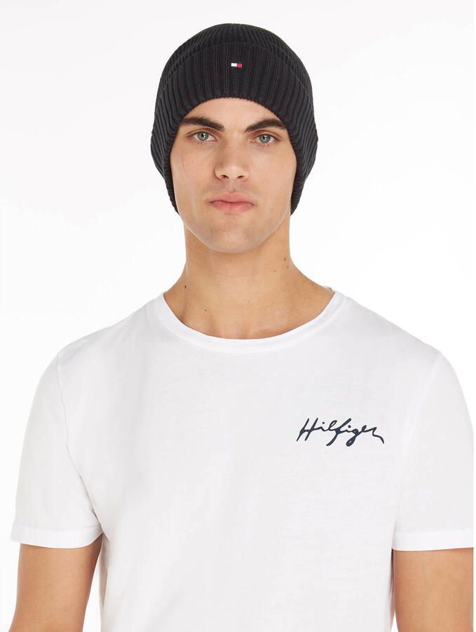Tommy Hilfiger Gebreide muts TH FLAG PIMA COTTON BEANIE met logoborduurwerk met kasjmier aandeel Unisex - Foto 3