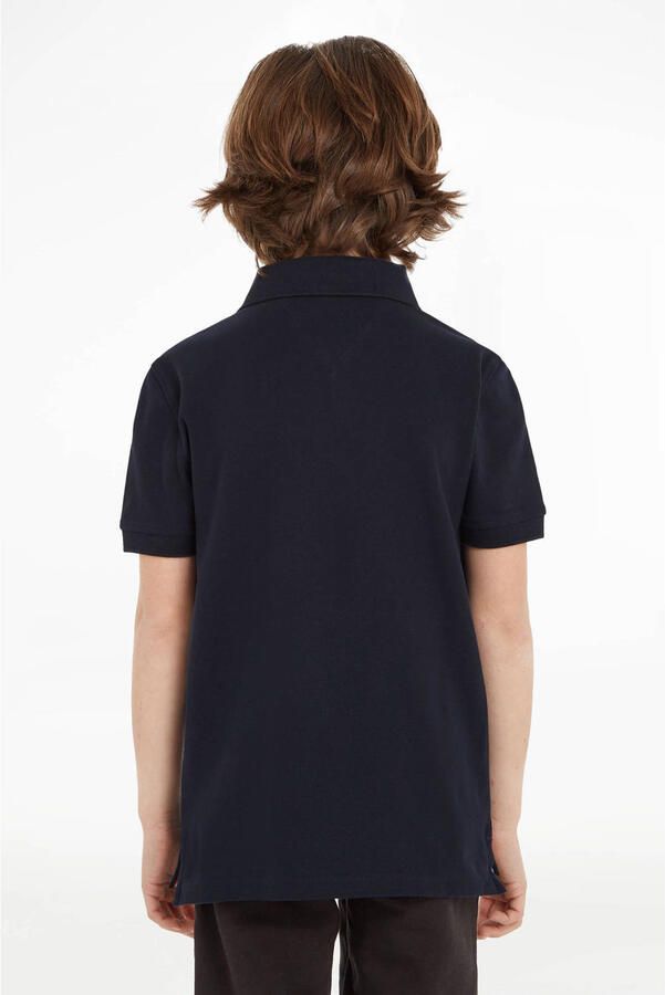 Tommy Hilfiger piqué polo donkerblauw Jongens Stretchkatoen Polokraag Effen 104