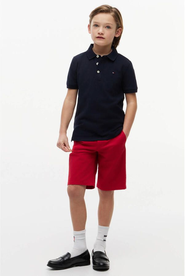 Tommy Hilfiger piqué polo donkerblauw Stretchkatoen Polokraag Effen 176 - Foto 2