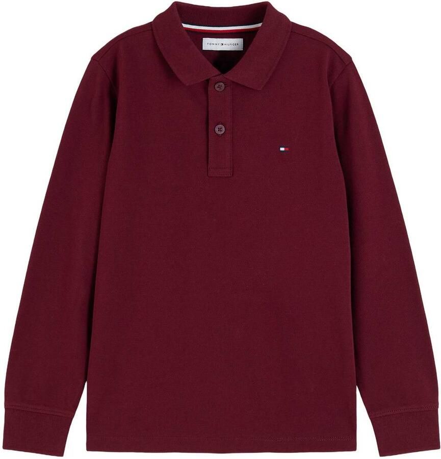 Tommy Hilfiger polo donkerrood Jongens Katoen Polokraag Effen