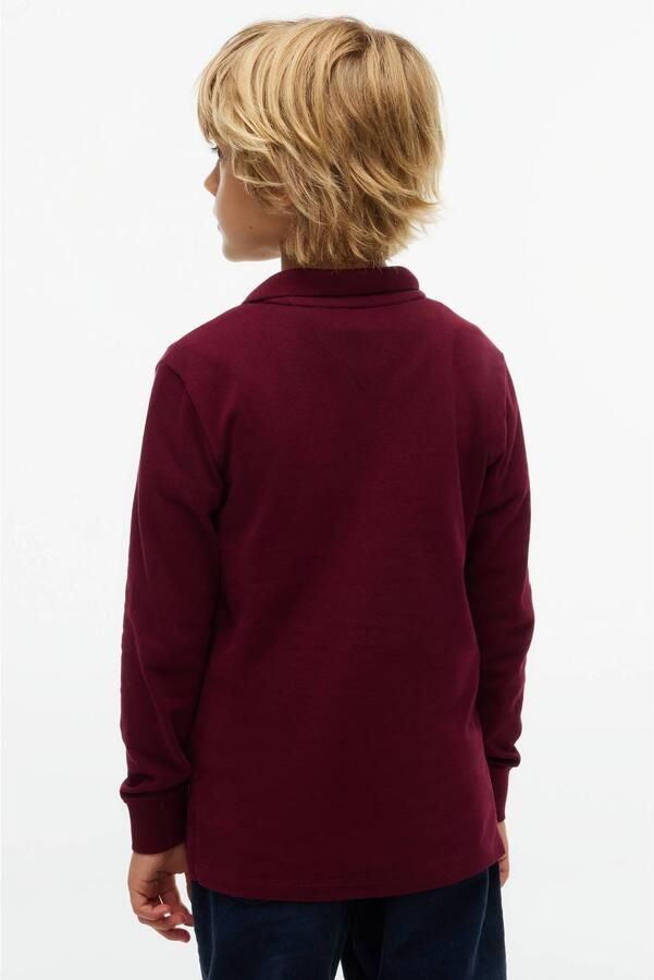 Tommy Hilfiger polo donkerrood Jongens Katoen Polokraag Effen - Foto 3