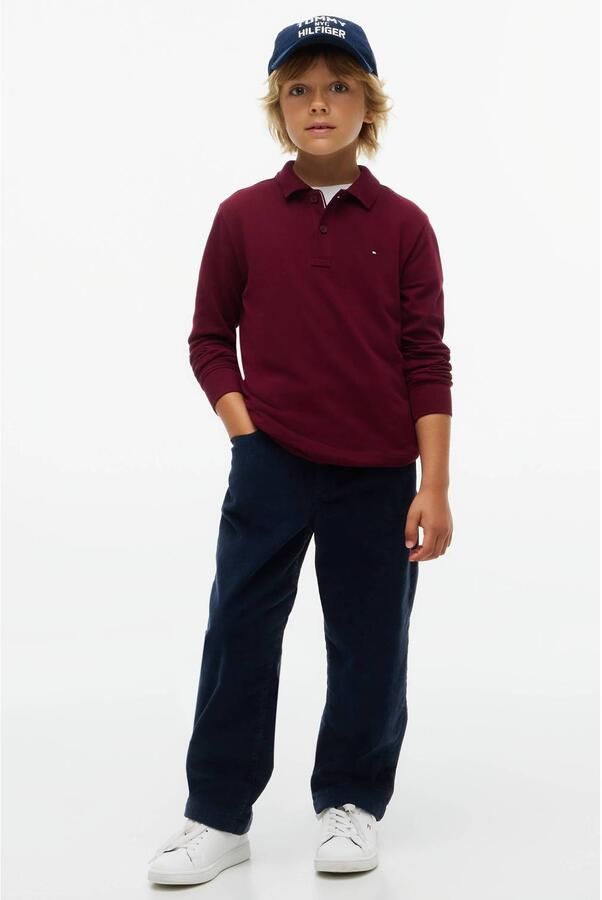 Tommy Hilfiger polo donkerrood Jongens Katoen Polokraag Effen - Foto 2
