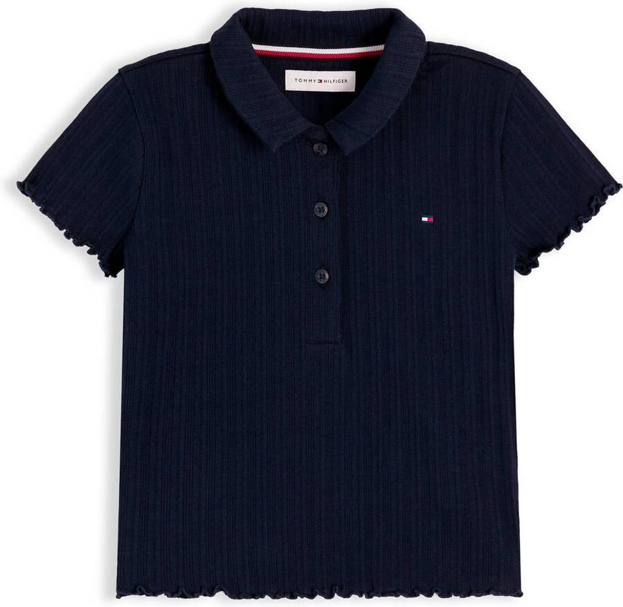 Tommy Hilfiger polo met golvende afwerking donkerblauw