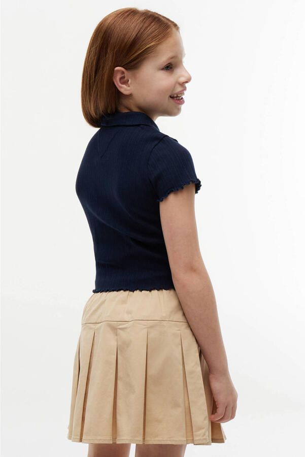 Tommy Hilfiger polo met golvende afwerking donkerblauw - Foto 3
