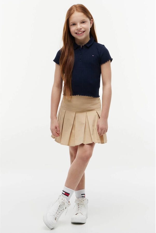 Tommy Hilfiger polo met golvende afwerking donkerblauw - Foto 2