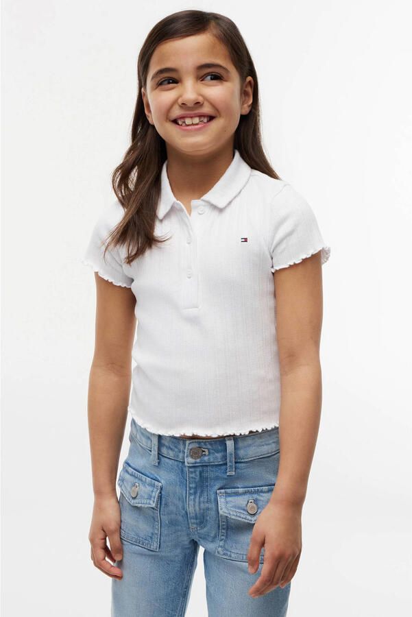Tommy Hilfiger polo met golvende afwerking wit - Foto 2