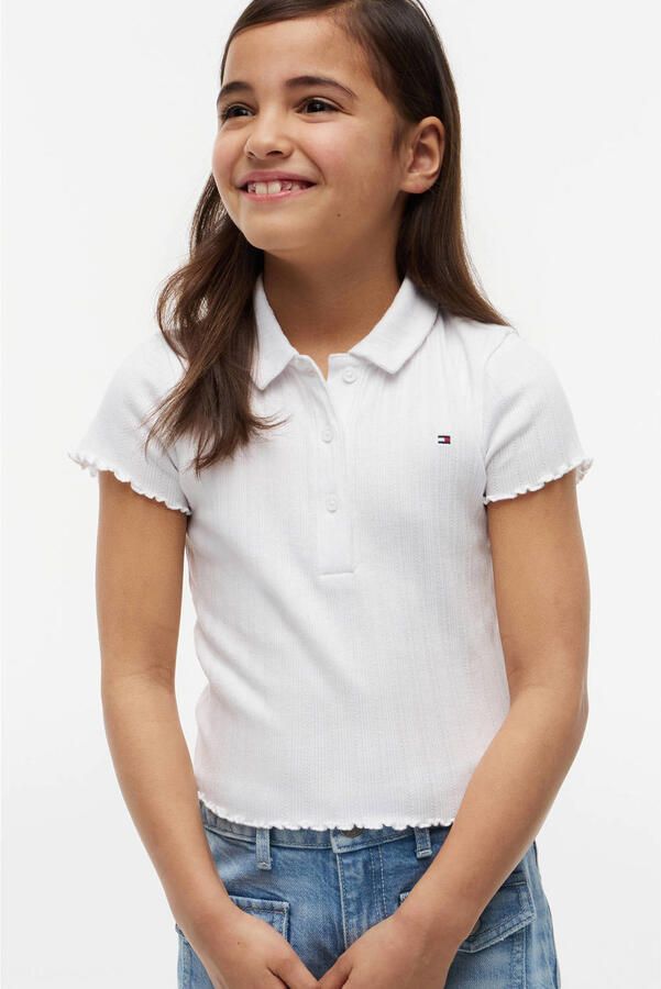 Tommy Hilfiger polo met golvende afwerking wit - Foto 3