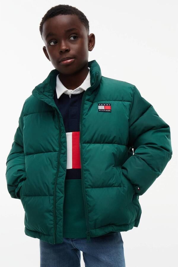 Tommy Hilfiger pufferjas groen Jongens Polyester Opstaande kraag Effen - Foto 4