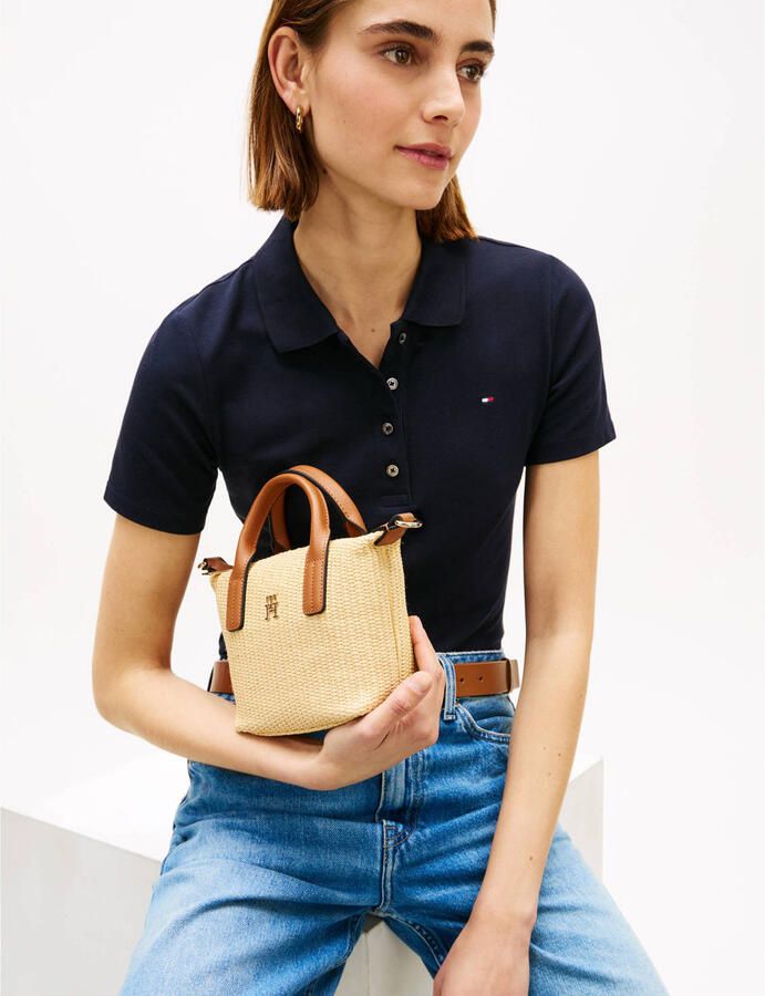 Tommy Hilfiger raffia mini shopper Popette naturel - Foto 3