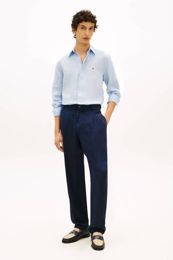 TOMMY HILFIGER Heren Overhemden Pigment Dyed Li Solid Rf Shirt Lichtblauw - Foto 6