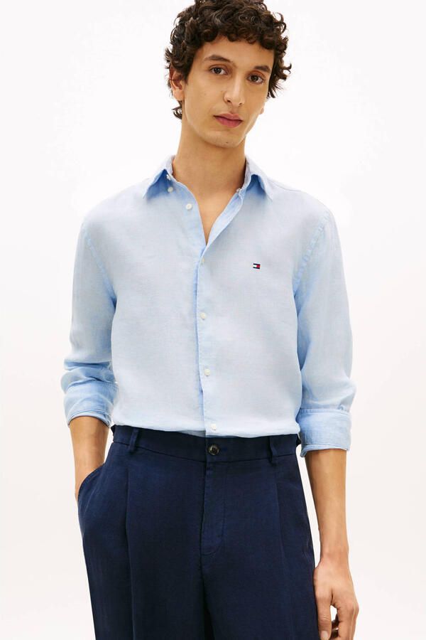 TOMMY HILFIGER Heren Overhemden Pigment Dyed Li Solid Rf Shirt Lichtblauw - Foto 7
