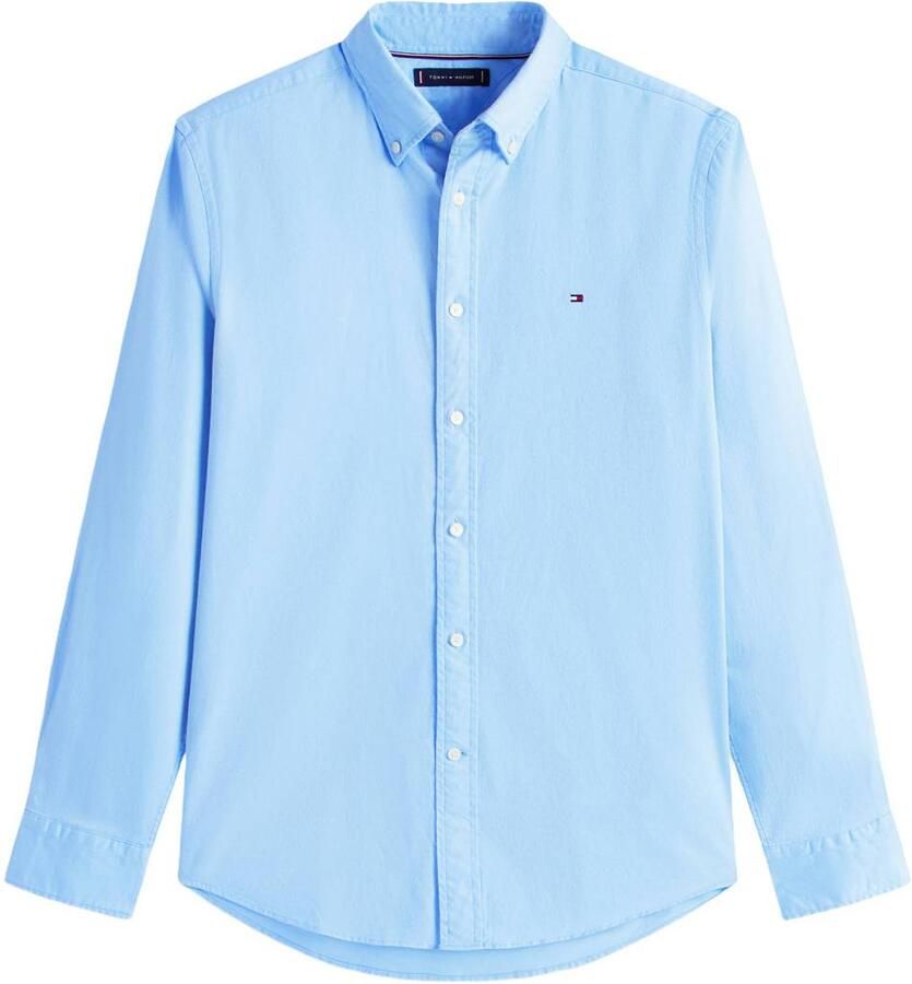 Tommy Hilfiger regular fit flanel zakelijk overhemd blauw