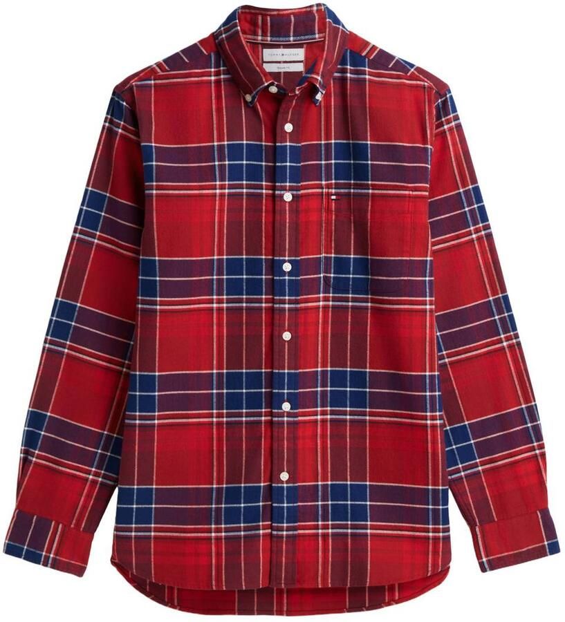 Tommy Hilfiger regular fit geruit flanel overhemd regatta rood
