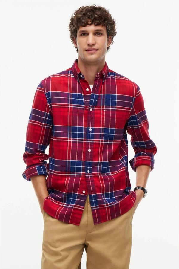 Tommy Hilfiger regular fit geruit flanel overhemd regatta rood - Foto 3