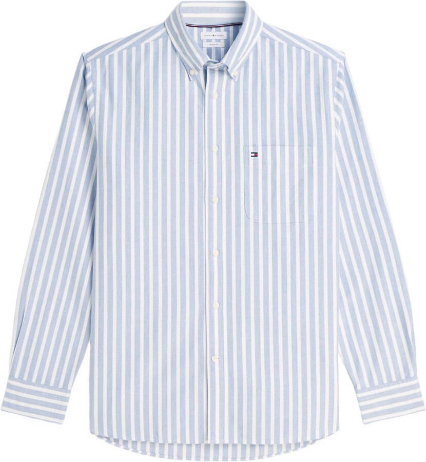 Tommy Hilfiger regular fit gestreept overhemd blauw