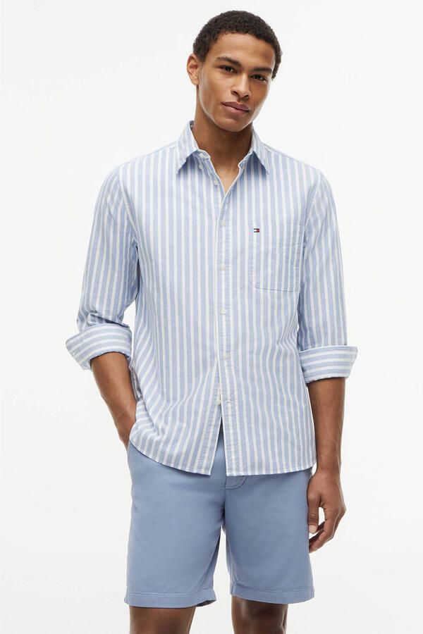 Tommy Hilfiger regular fit gestreept overhemd blauw - Foto 3
