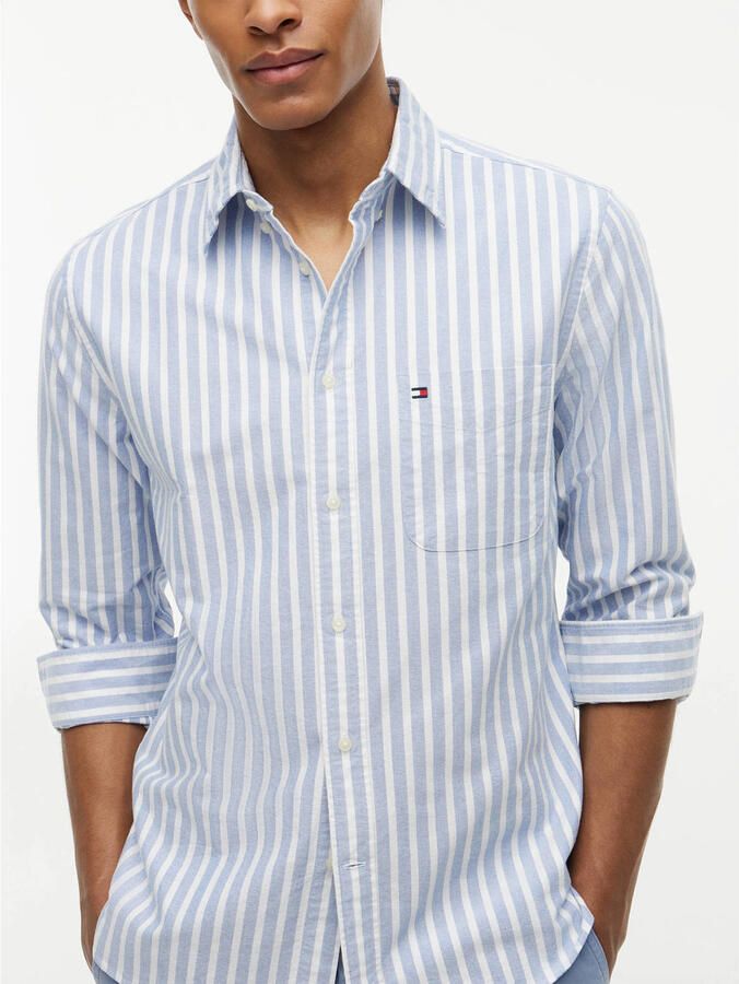 Tommy Hilfiger regular fit gestreept overhemd blauw - Foto 2