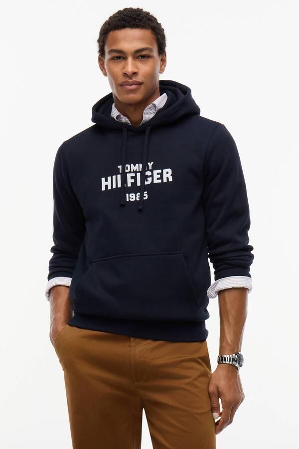 Tommy Hilfiger regular fit hoodie met print donkerblauw - Foto 3