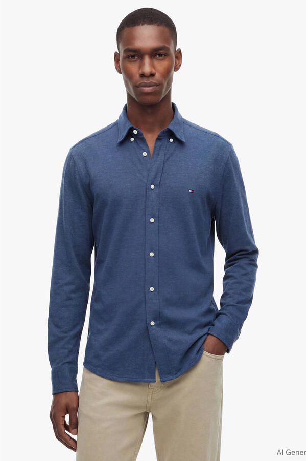Tommy Hilfiger regular fit overhemd donkerblauw - Foto 3
