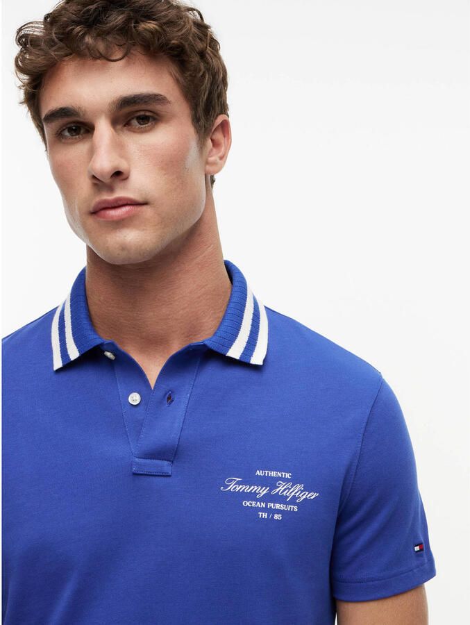Tommy Hilfiger regular fit polo met logo blauw - Foto 2