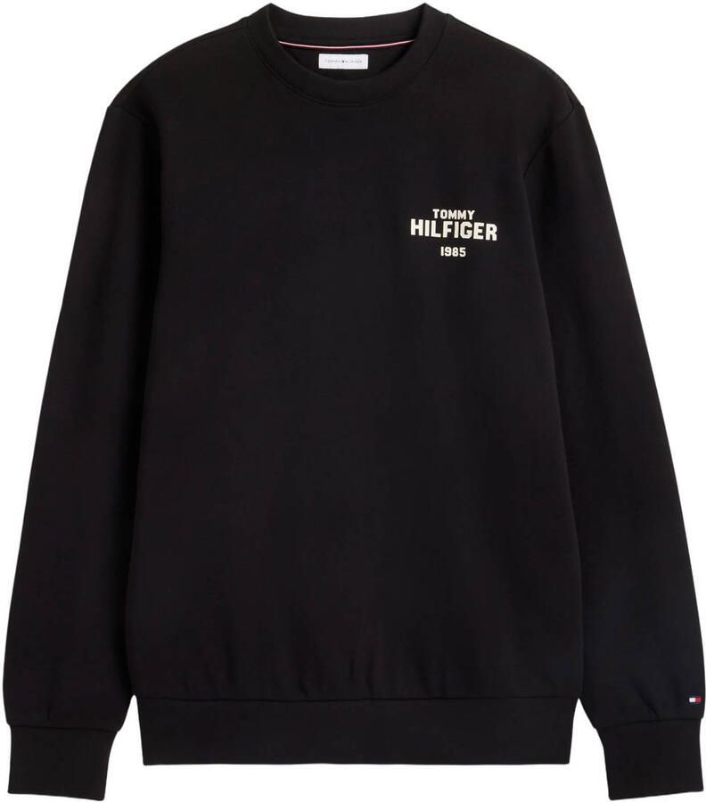 Tommy Hilfiger regular fit sweater met print zwart