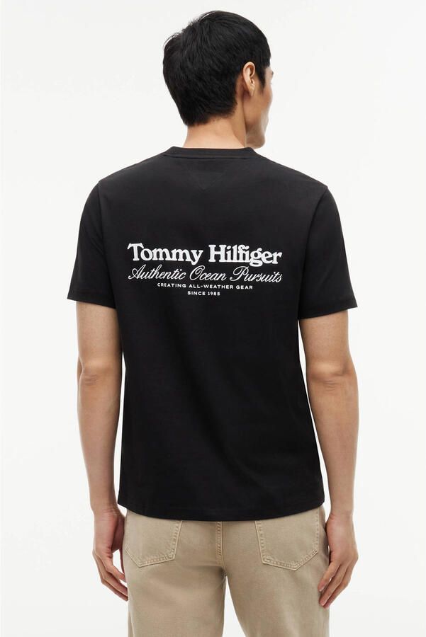 Tommy Hilfiger regular fit T-shirt met backprint zwart - Foto 3