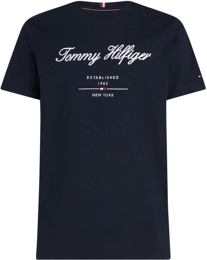 Tommy Hilfiger Embroidered Script T-Shirt Navy- Heren Navy