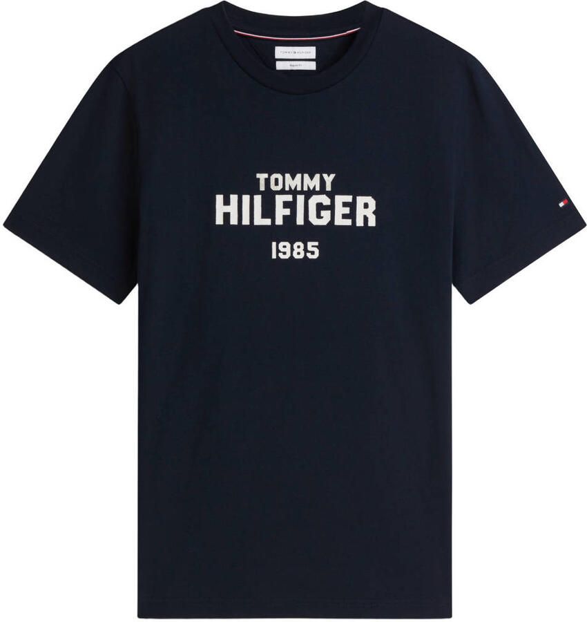 Tommy Hilfiger regular fit T-shirt met print donkerblauw