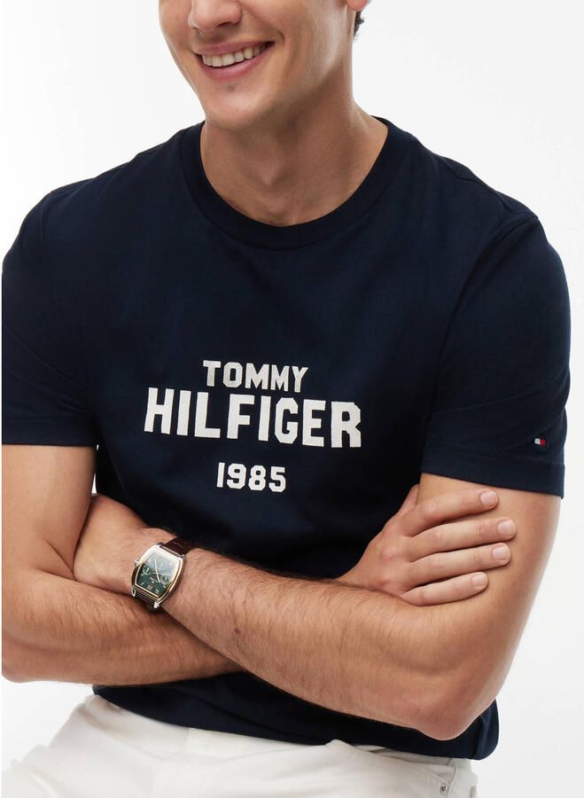Tommy Hilfiger regular fit T-shirt met print donkerblauw - Foto 2