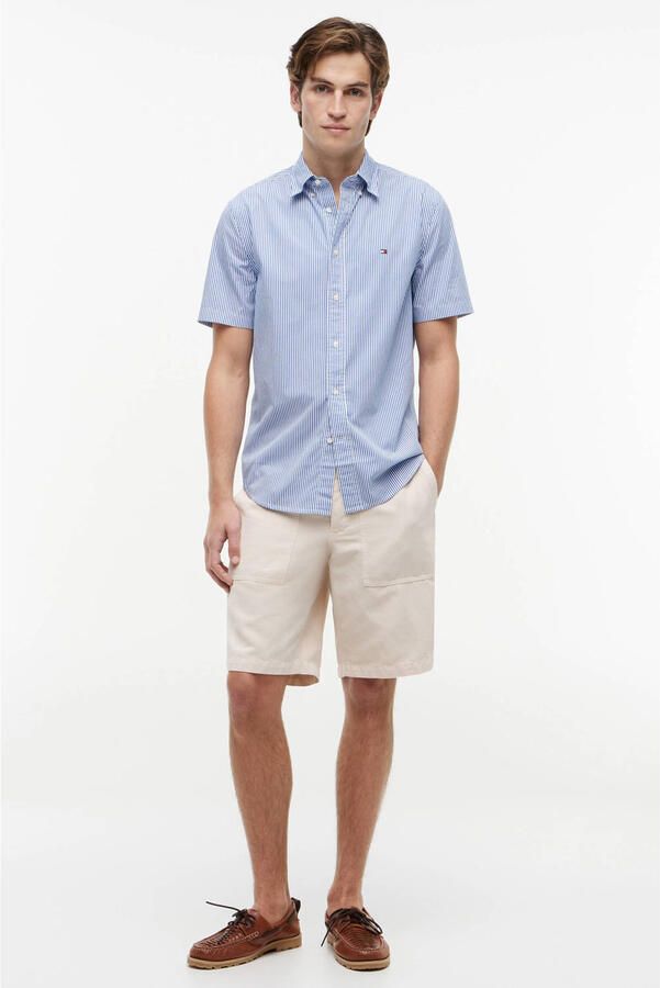 Tommy Hilfiger regular gestreept casual overhemd blauw - Foto 3
