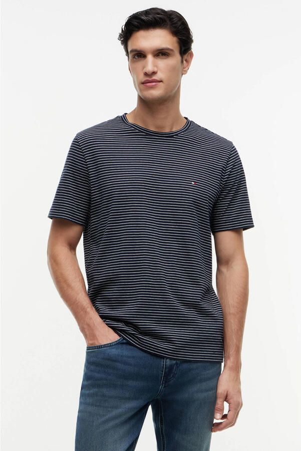 Tommy Hilfiger regular gestreept T-shirt donkerblauw - Foto 3