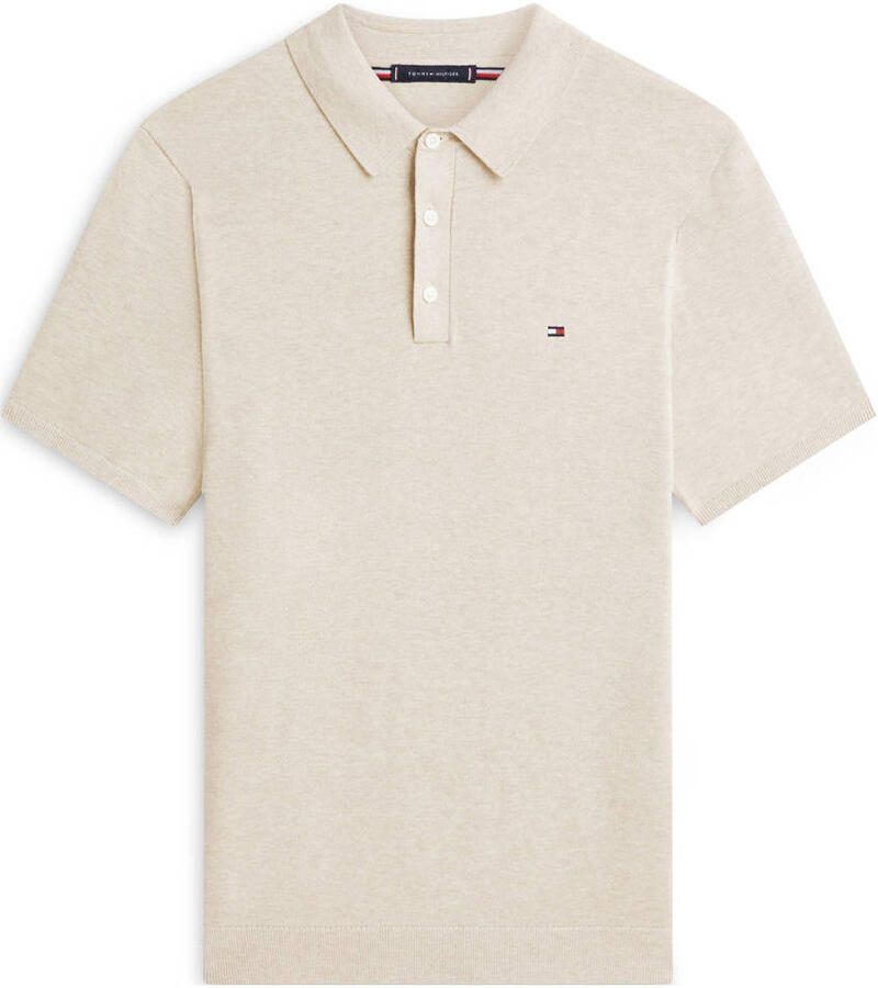 Tommy Hilfiger regular polo gebreid ecru