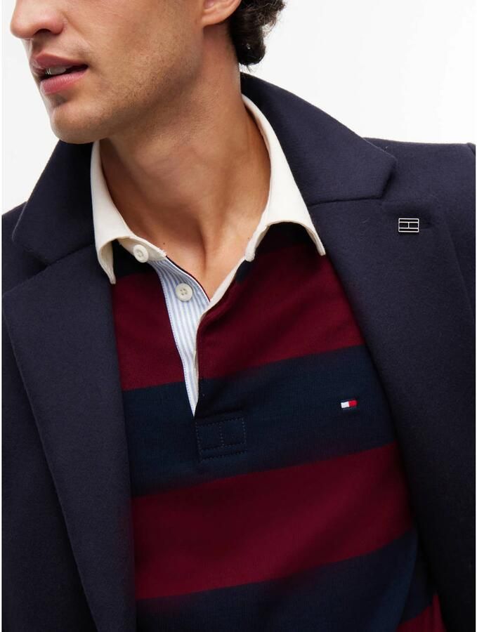 Tommy Hilfiger Rugby regular fit gestreepte sweater bordeaux donkerblauw - Foto 2