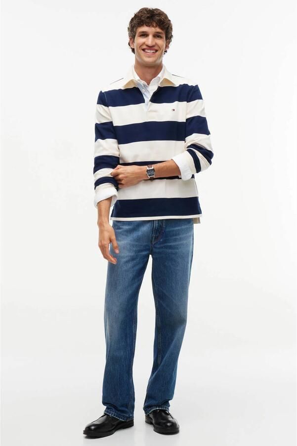 Tommy Hilfiger rugby regular fit gestreepte sweater ivory petal carbon navy - Foto 3