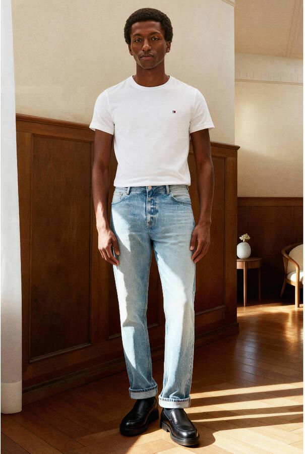 Tommy Hilfiger Heren Polo T-shirt Core Stretch Slim C-neck White Heren
