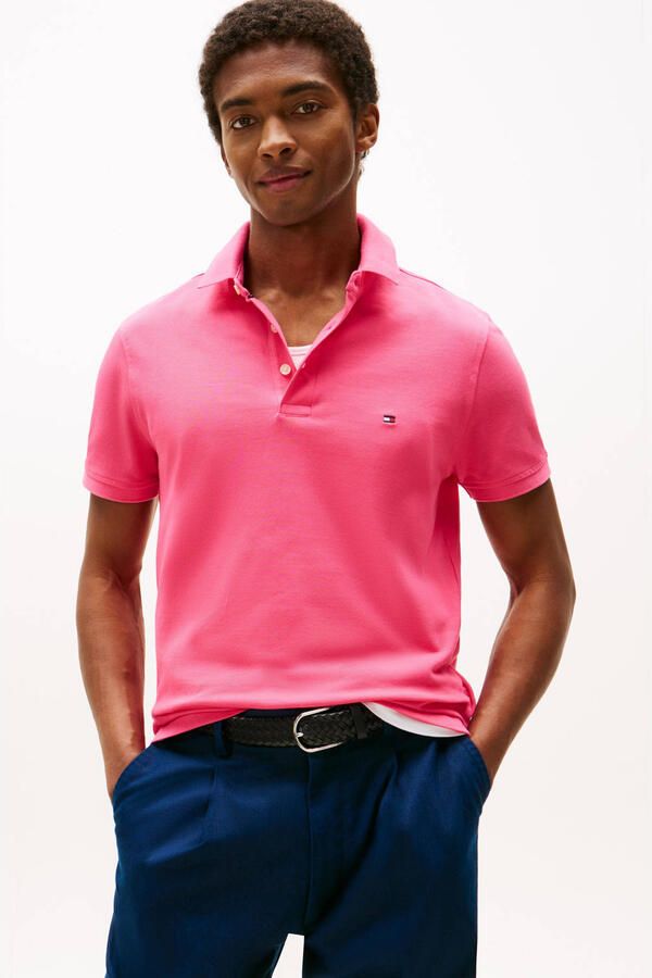 Tommy Hilfiger Poloshirt 1985 SLIM POLO Merkborduurwerk van katoen-piqué