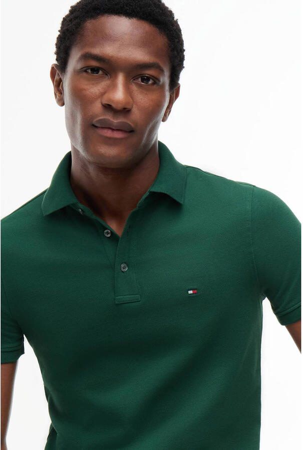 Tommy Hilfiger slim polo donkergroen - Foto 2