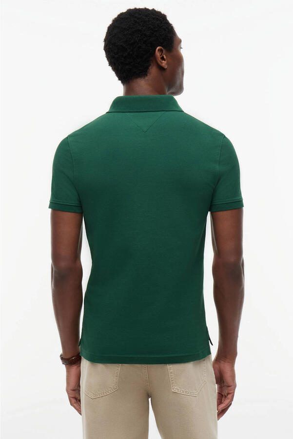 Tommy Hilfiger slim polo donkergroen - Foto 3