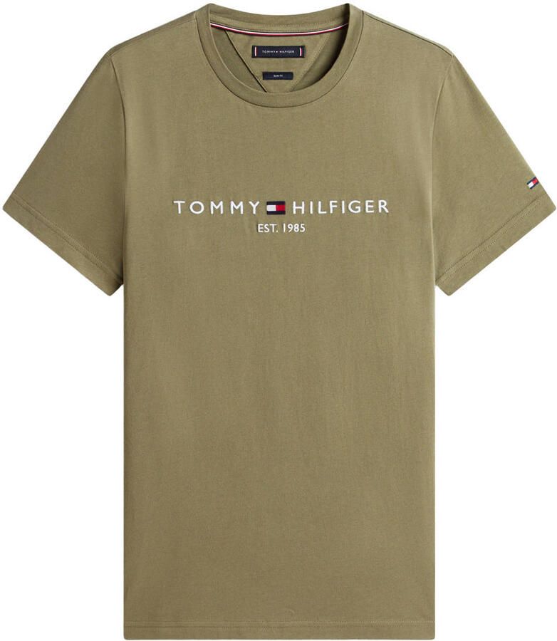 Tommy Hilfiger slim T-shirt donkergroen