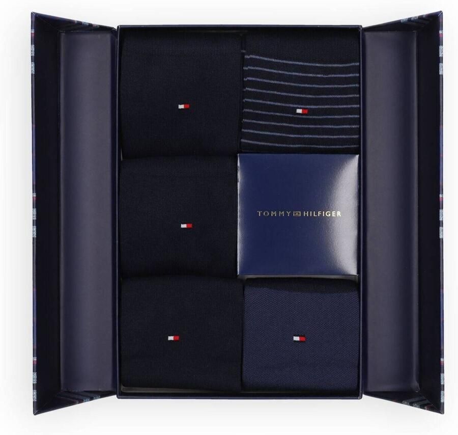 Tommy Hilfiger Sokken Giftbox Stripe 5p Donkerblauw