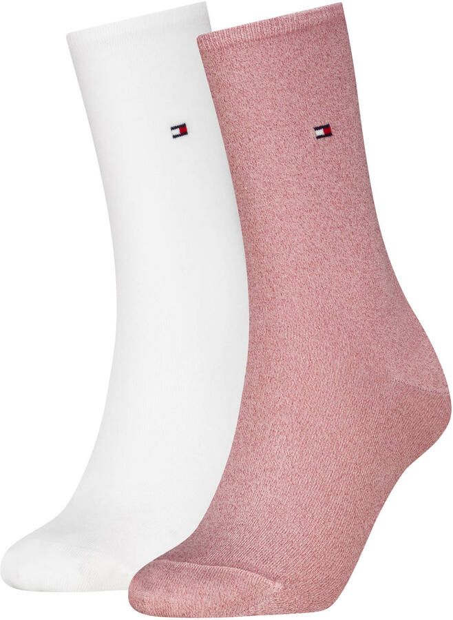 Tommy Hilfiger sokken met logo roze wit (set van 2)