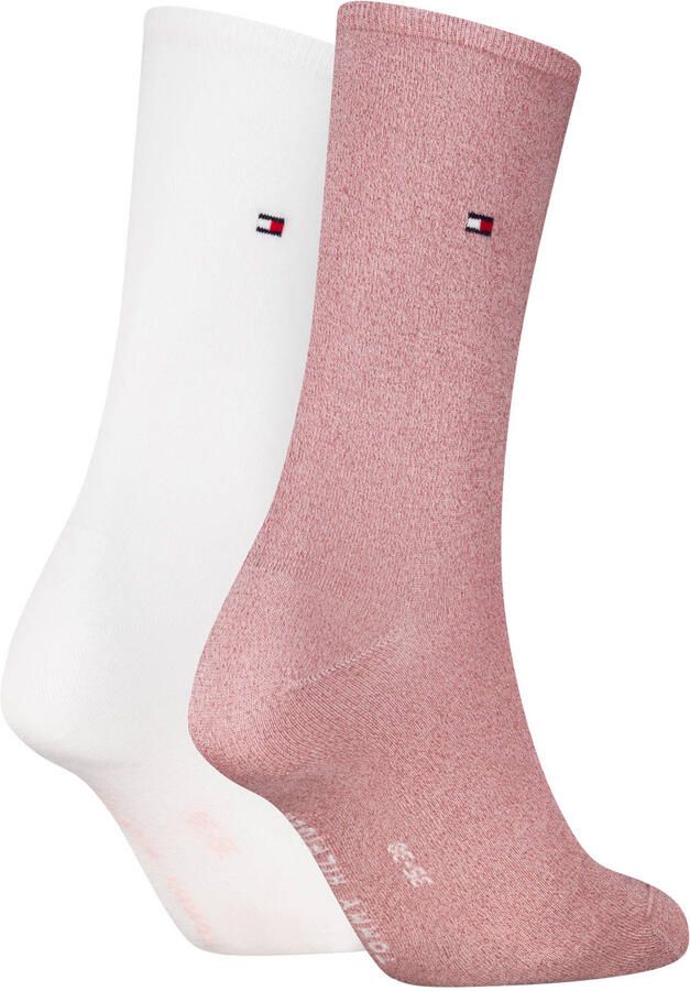 Tommy Hilfiger sokken met logo roze wit (set van 2) - Foto 2