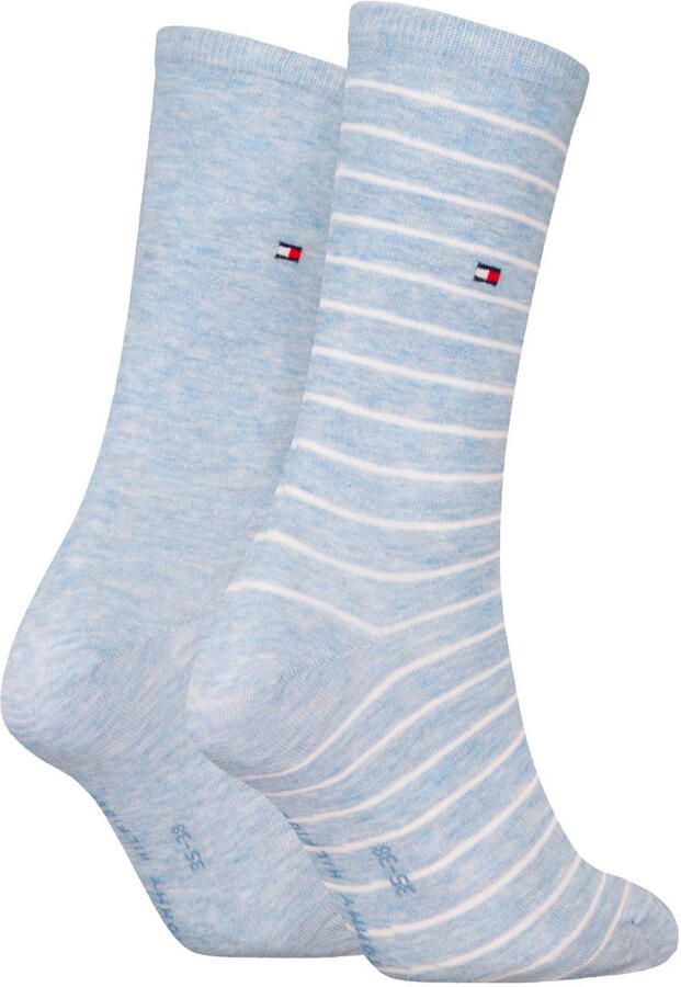 Tommy Hilfiger Sokken TH WOMEN SOCK 2P SMALL STRIPE met smalle ribboord gemêleerd gestreept (2 paar)