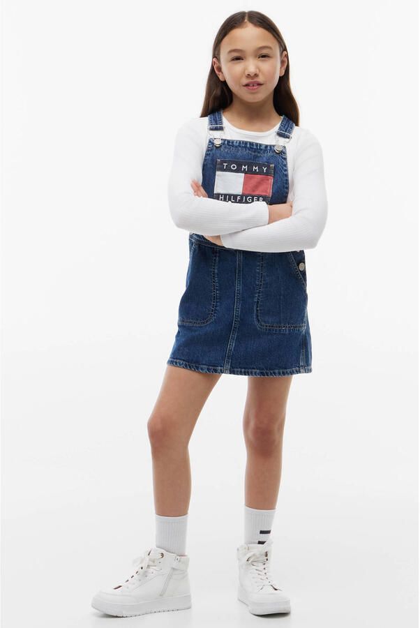 Tommy Hilfiger spijkerjurk met logo blauw - Foto 3