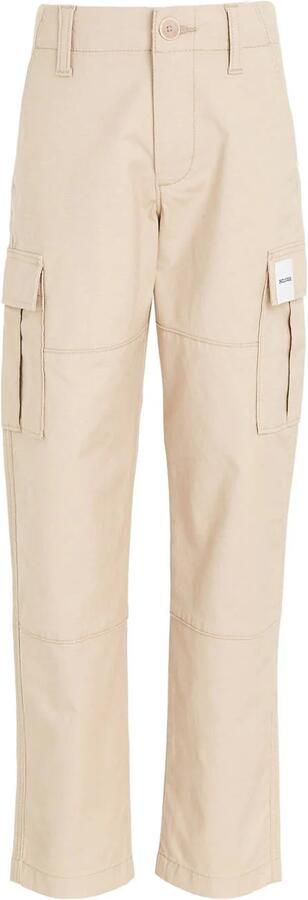 Tommy Hilfiger straight fit cargobroek CHELSEA beige Jongens Katoen Effen 164