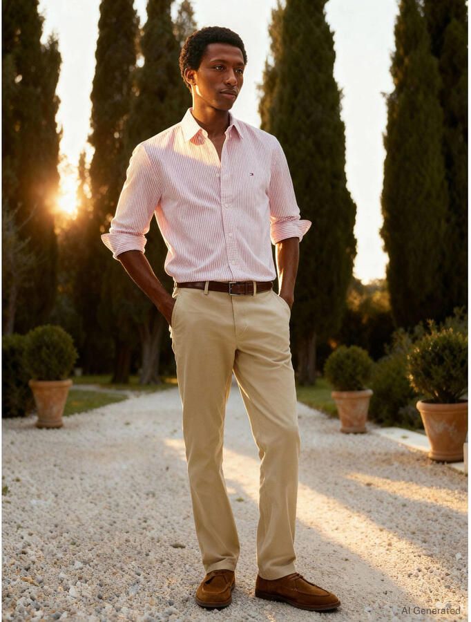 Tommy Hilfiger straight fit chino CORE DENTON 1985 met katoen batique khaki - Foto 2