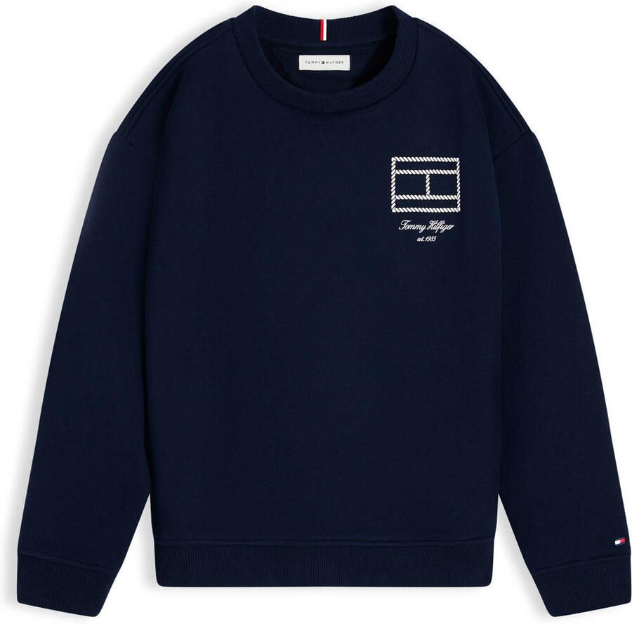 Tommy Hilfiger sweat sweater met print donkerblauw