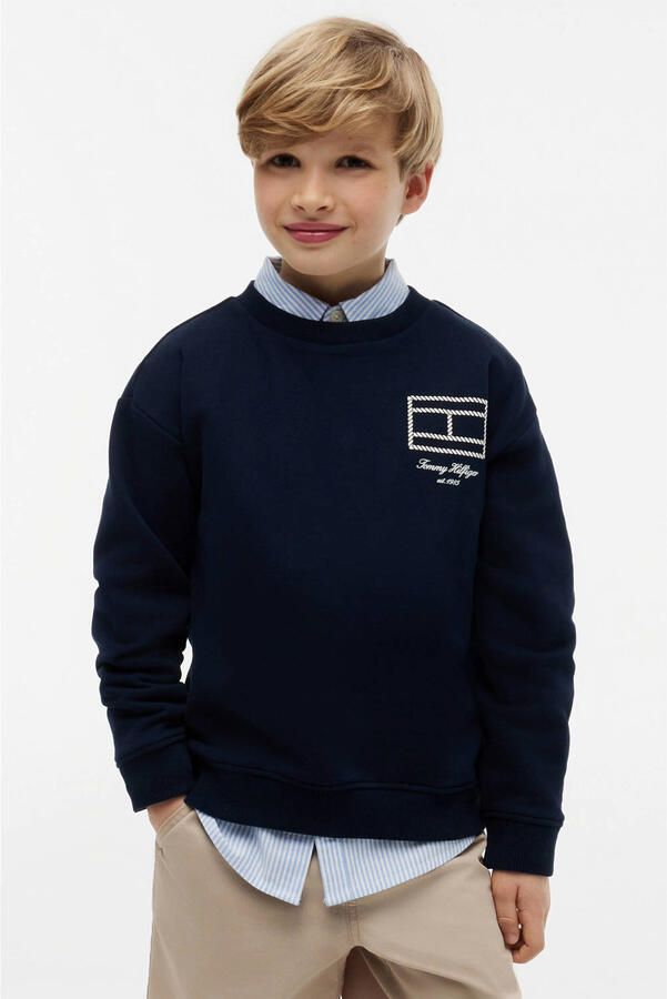 Tommy Hilfiger sweat sweater met print donkerblauw - Foto 2